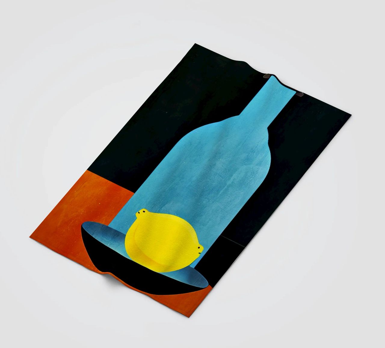 Blue Bottle With (Happy) Lemon Fleecedecke von Bo Anderson