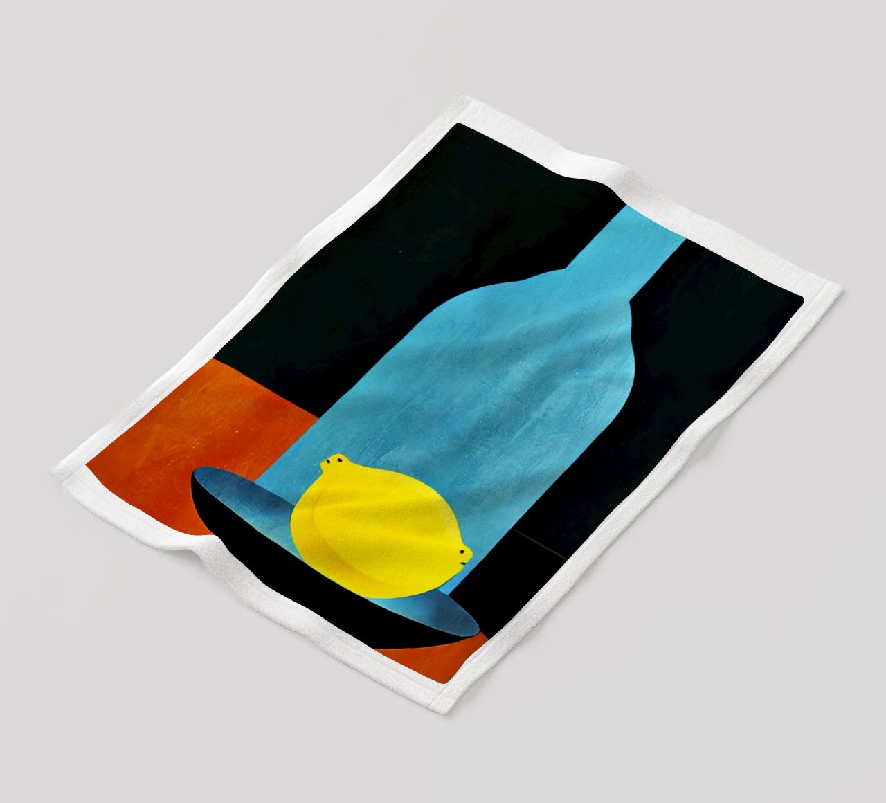 Blue Bottle With (Happy) Lemon Fleecedecke von Bo Anderson
