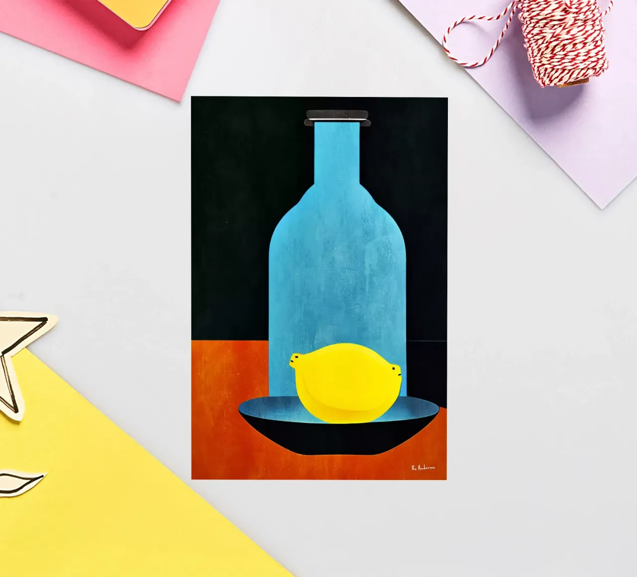 Blue Bottle With (Happy) Lemon sticker by Bo Anderson