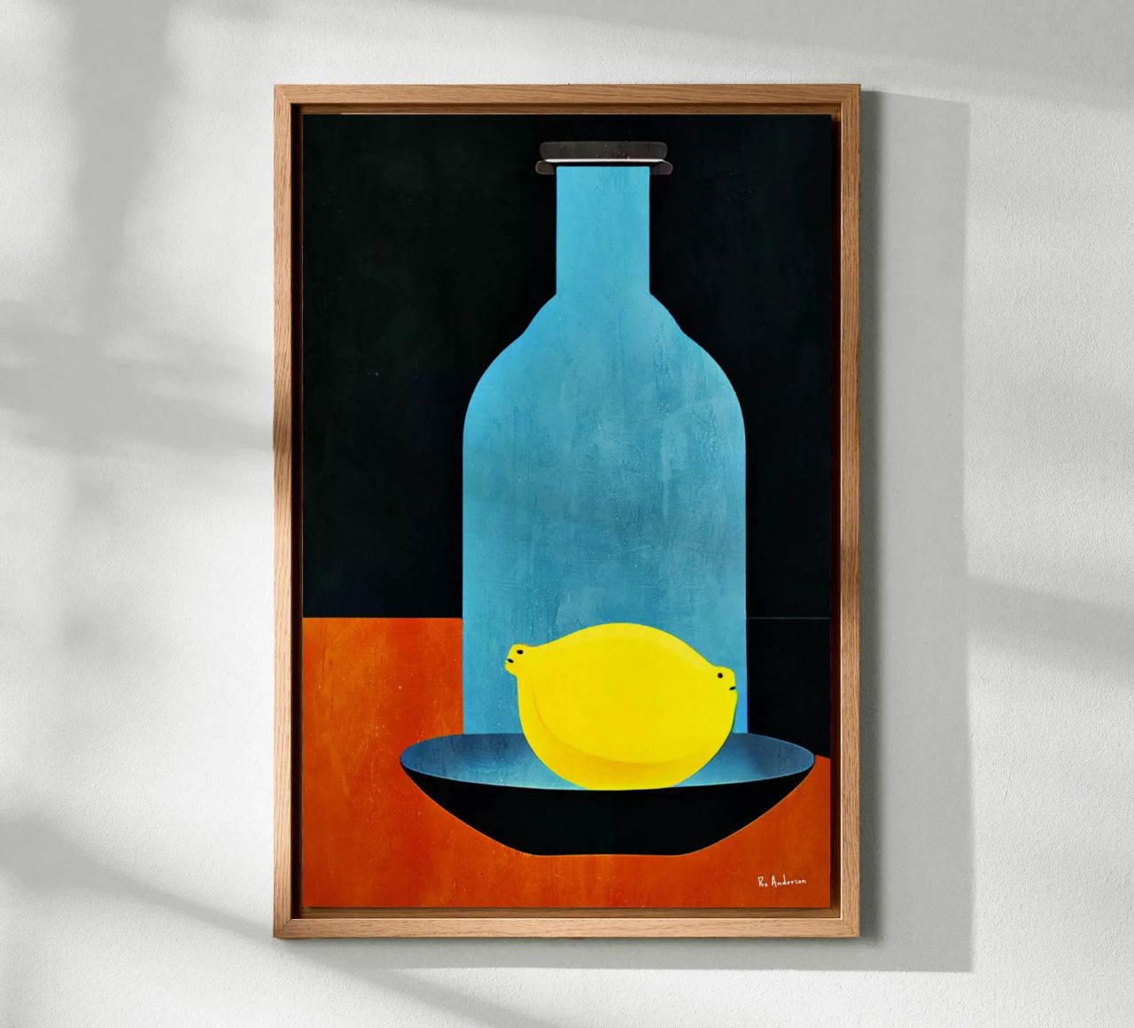 Blue Bottle With (Happy) Lemon canvas van Bo Anderson