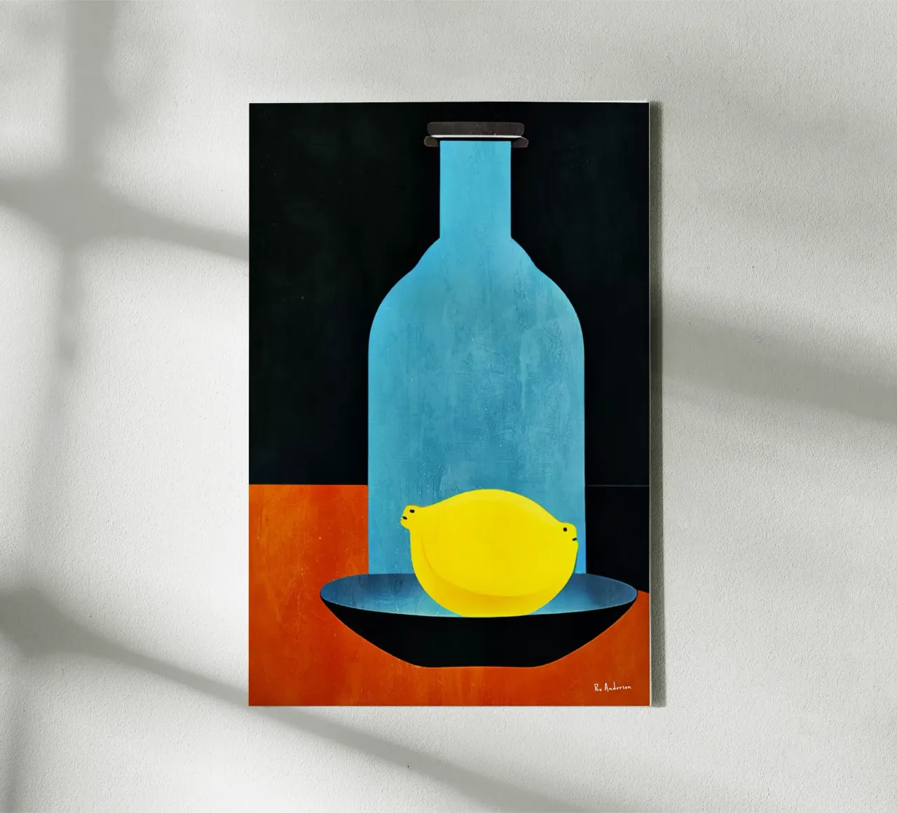 Blue Bottle With (Happy) Lemon tela da Bo Anderson