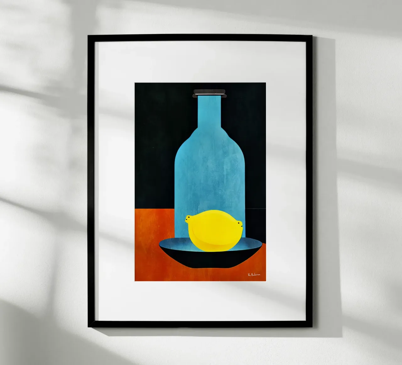 Blue Bottle With (Happy) Lemon carta hahnemühle da Bo Anderson