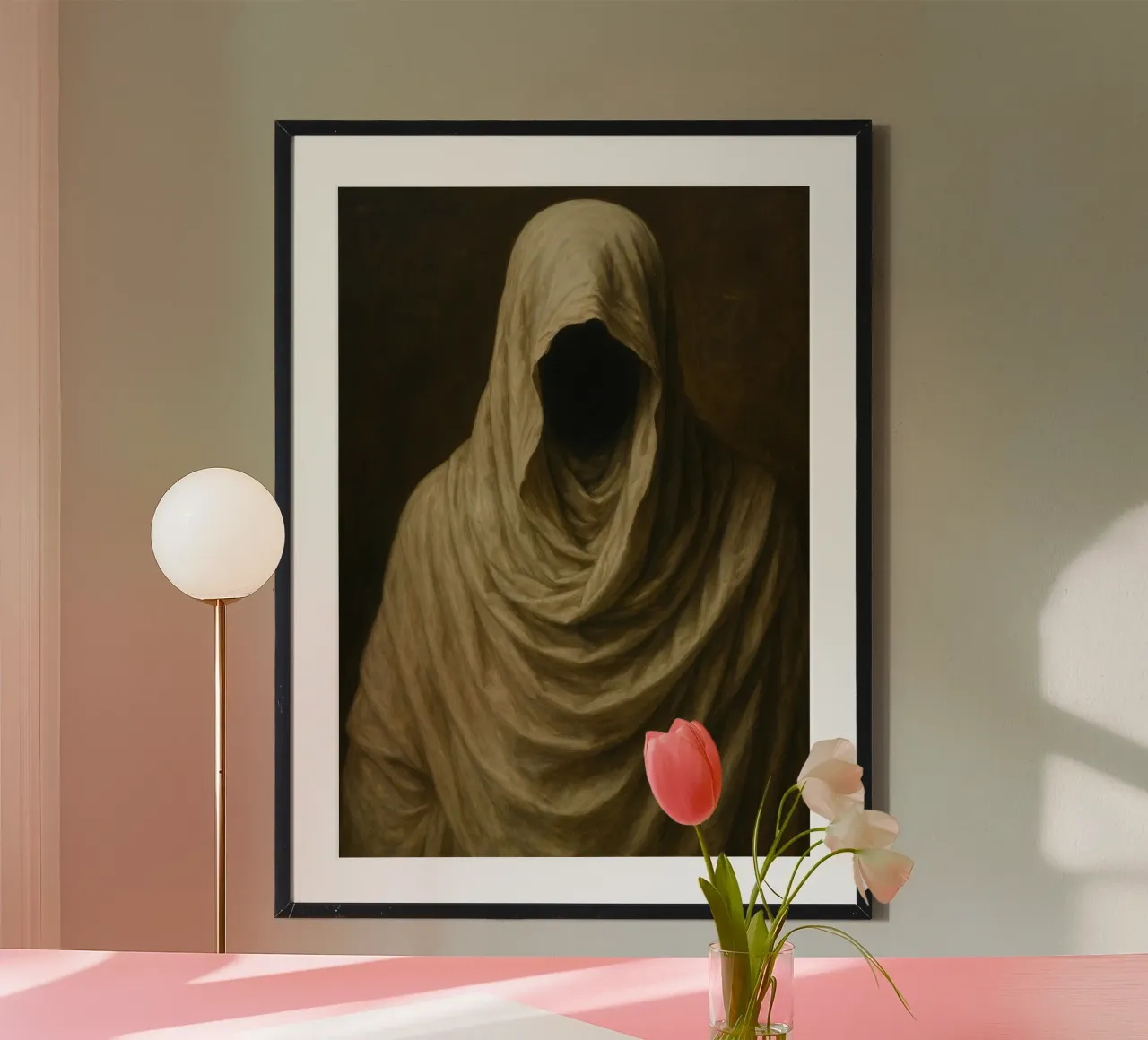 Het gezichtsloze spook, Dark Academia, Moody Muurkunst poster van vintagepod