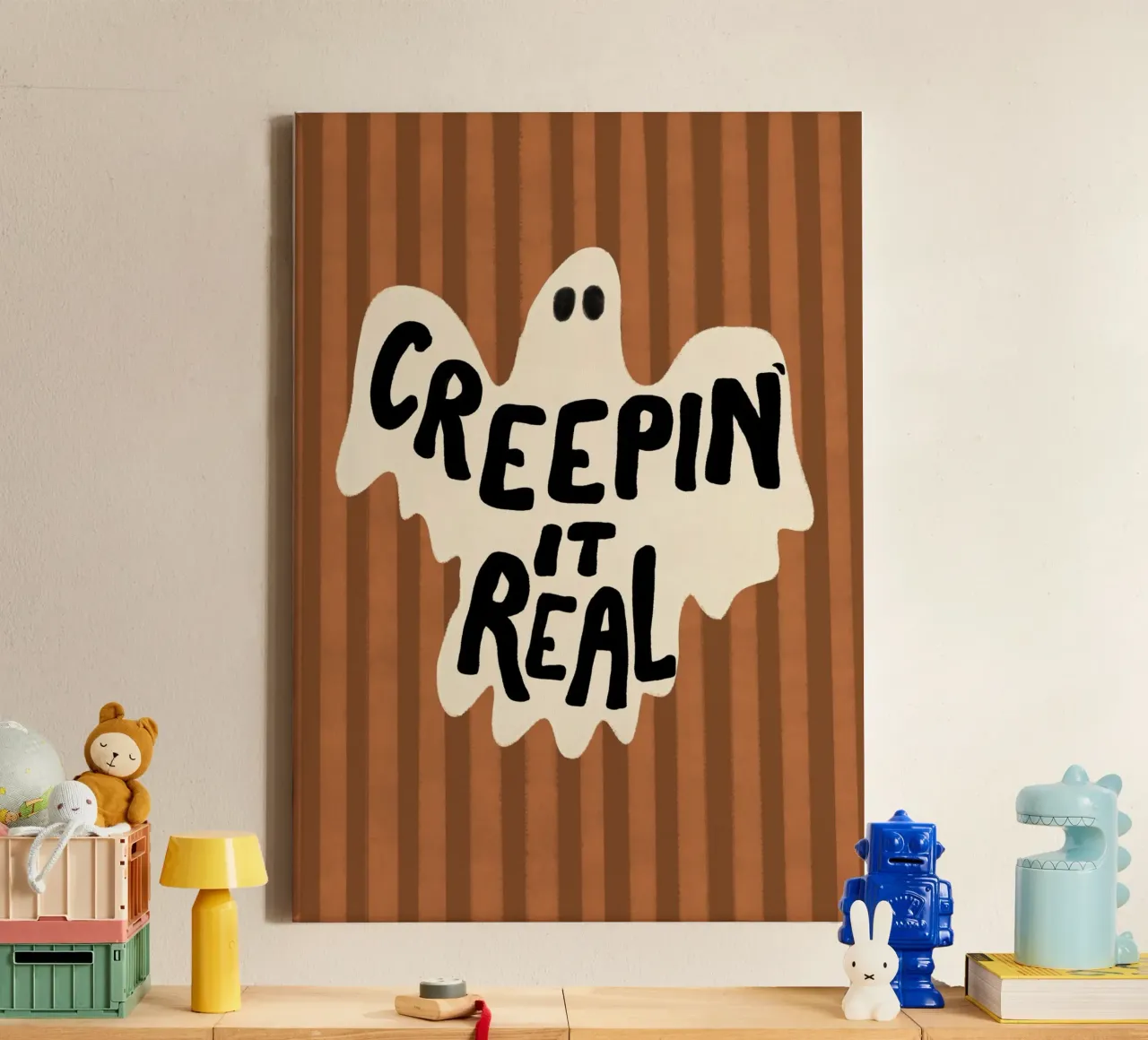 "Creepin' It Real" Poster, Ghost Pun, Spooky Decor canvas with Floater frame by vintagepod