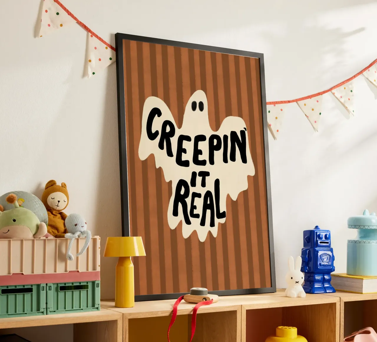 Poster "Creepin' It Real", gioco di parole sui fantasmi, decorazione spettrale poster da vintagepod