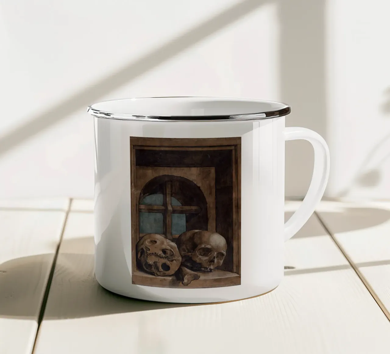 Memento Mori, Teschi, Dark Academia, Rinascimento tazza in smalto da vintagepod