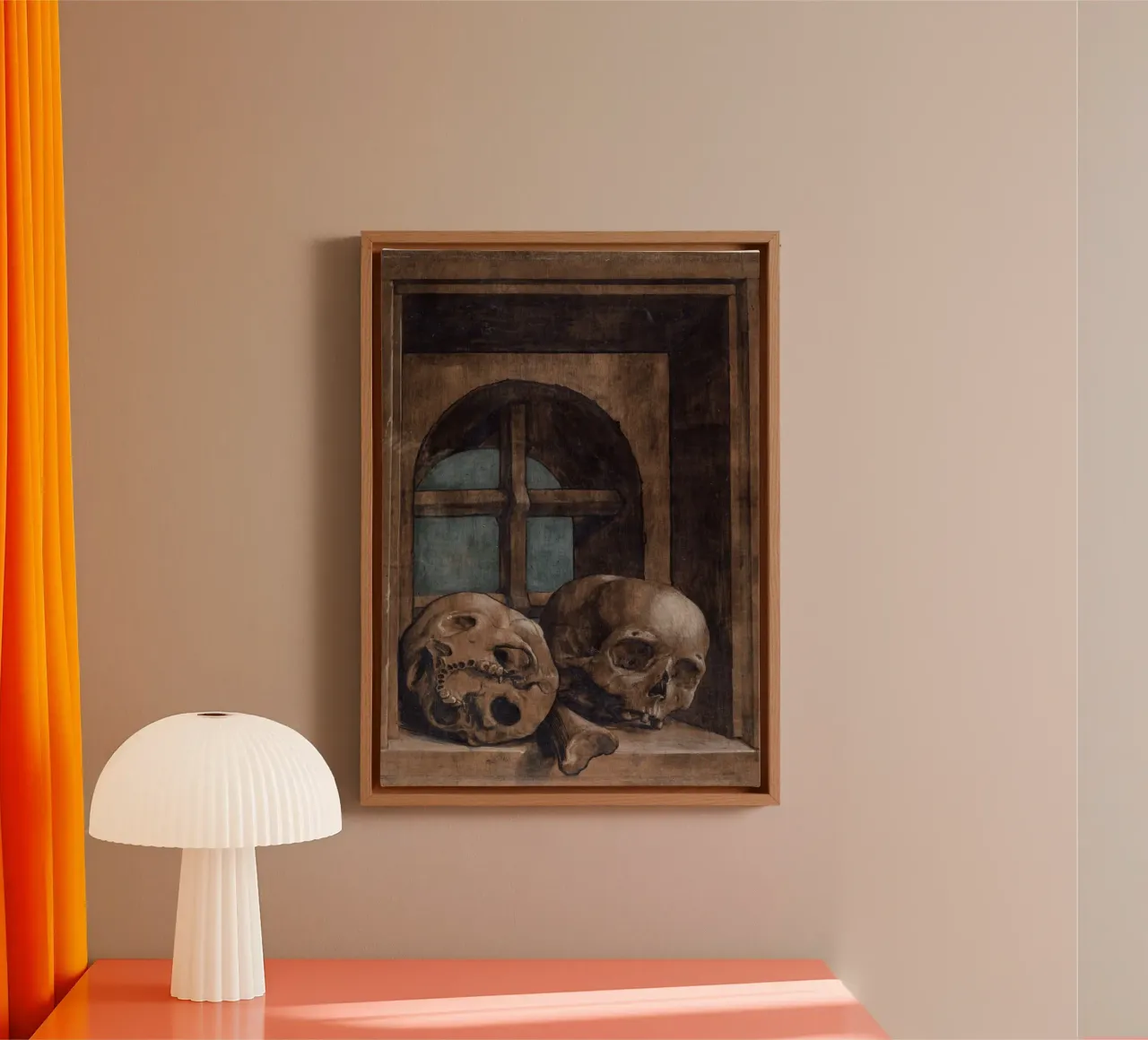 Memento Mori, Totenköpfe, Dark Academia, Renaissance Leinwand mit Schattenfugenrahmen von vintagepod