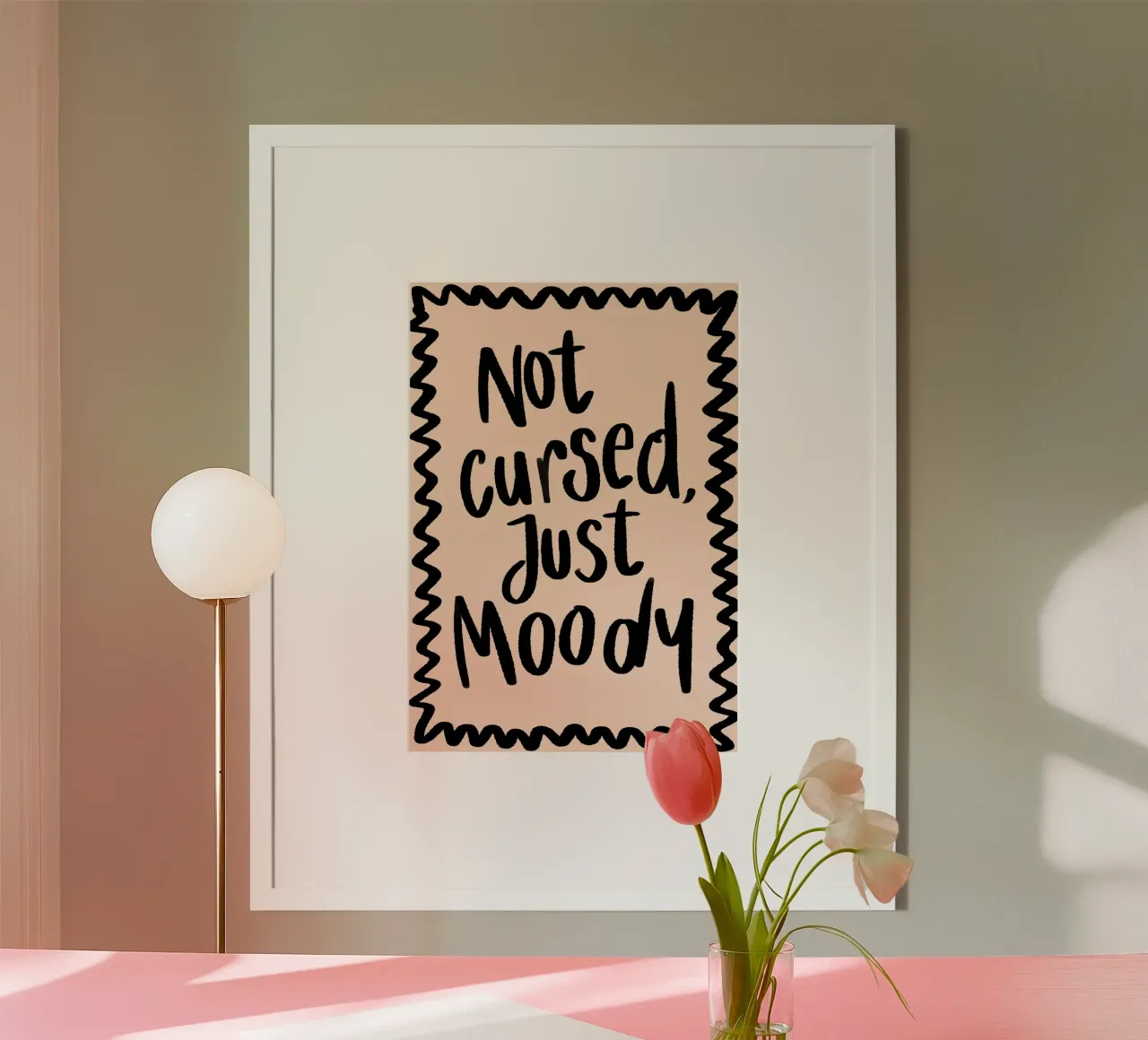 Póster "Not Cursed, Just Moody", frase divertida poster con marco de aluminio de vintagepod
