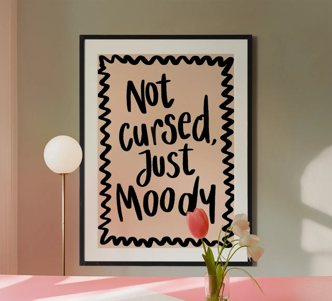 Póster "Not Cursed, Just Moody", frase divertida poster con marco de aluminio de vintagepod