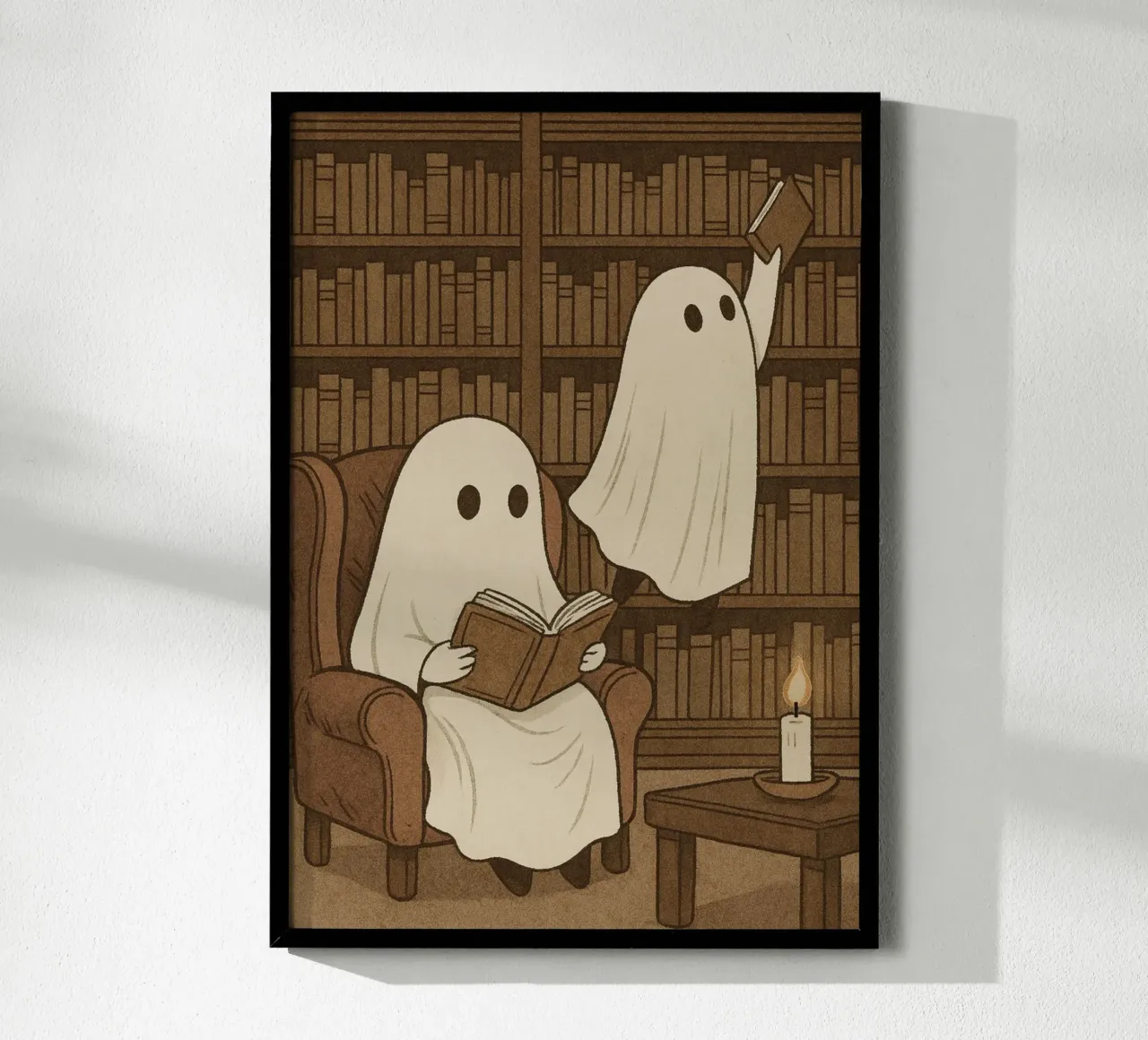 Fantasmi carini in biblioteca, Dark Academia, arte accogliente poster da vintagepod