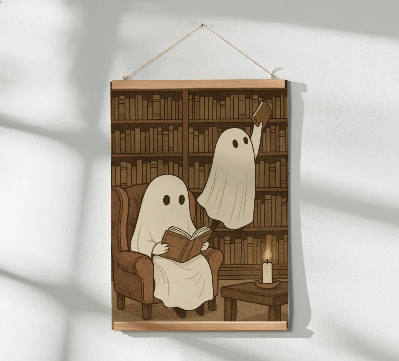 Fantasmi carini in biblioteca, Dark Academia, arte accogliente poster da vintagepod