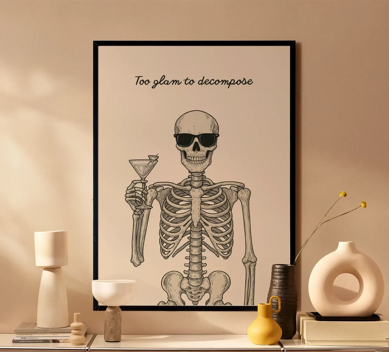 Skelett "Zu glamourös, um sich zu zersetzen" Poster, Trendy Art Poster von vintagepod