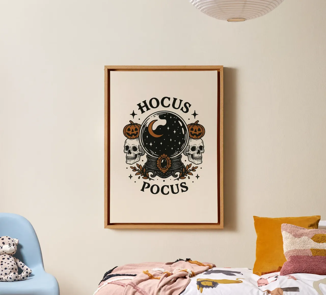 Hocus Pocus Kunst, Kristallen Bal, Halloween Muurdecoratie canvas met Baklijst van vintagepod