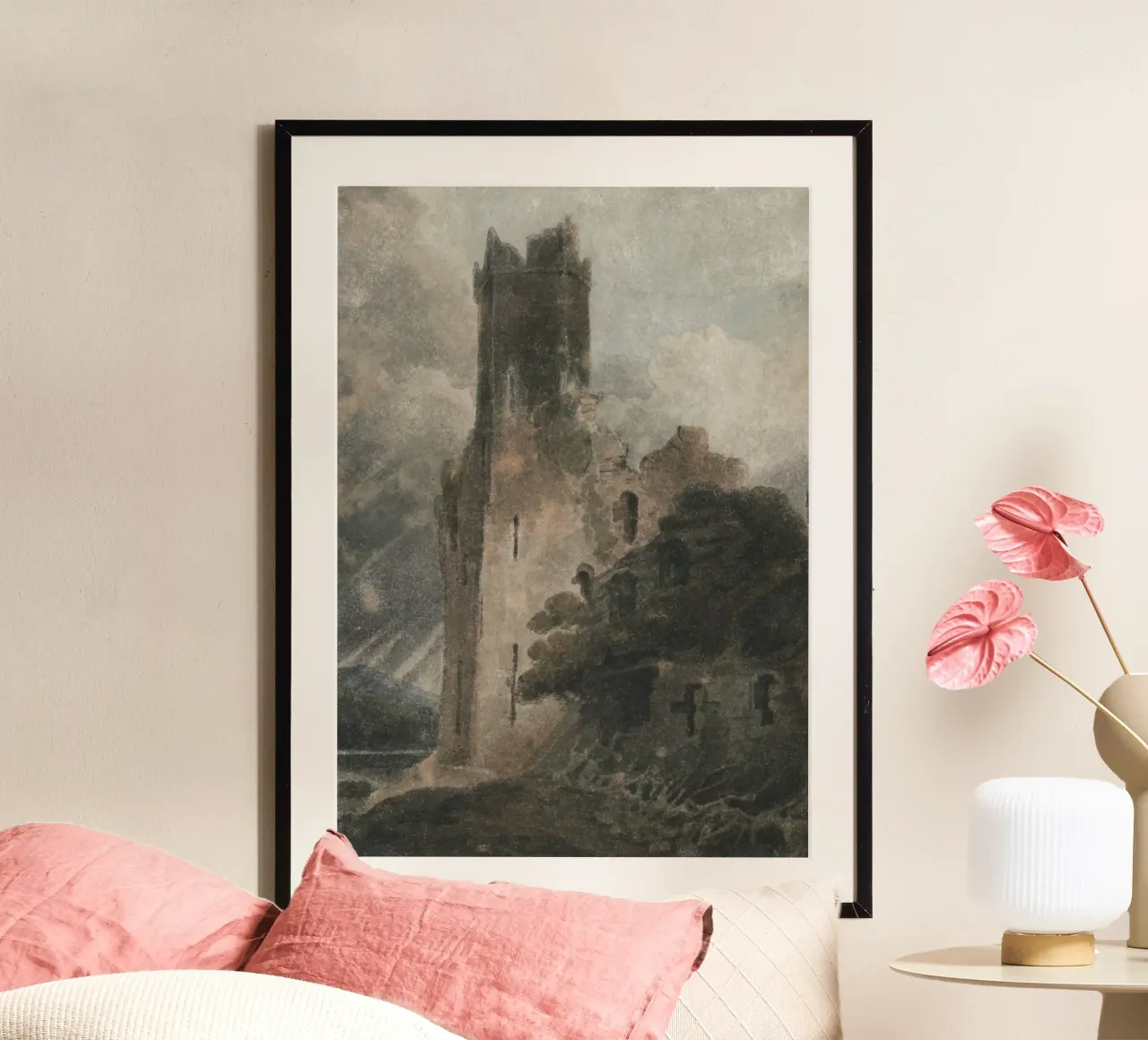 J.M.W. Turner, rovine di un castello, pittura romantica poster con telaio in plastica da vintagepod