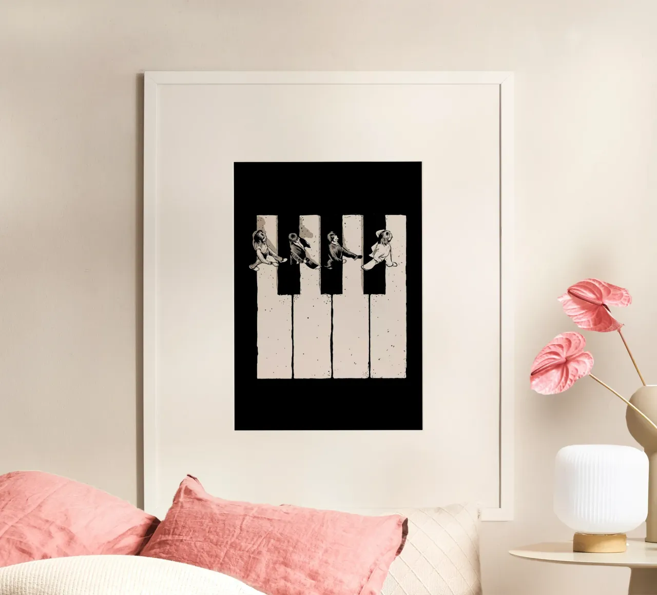 La musica è la via poster con telaio in legno da badaro