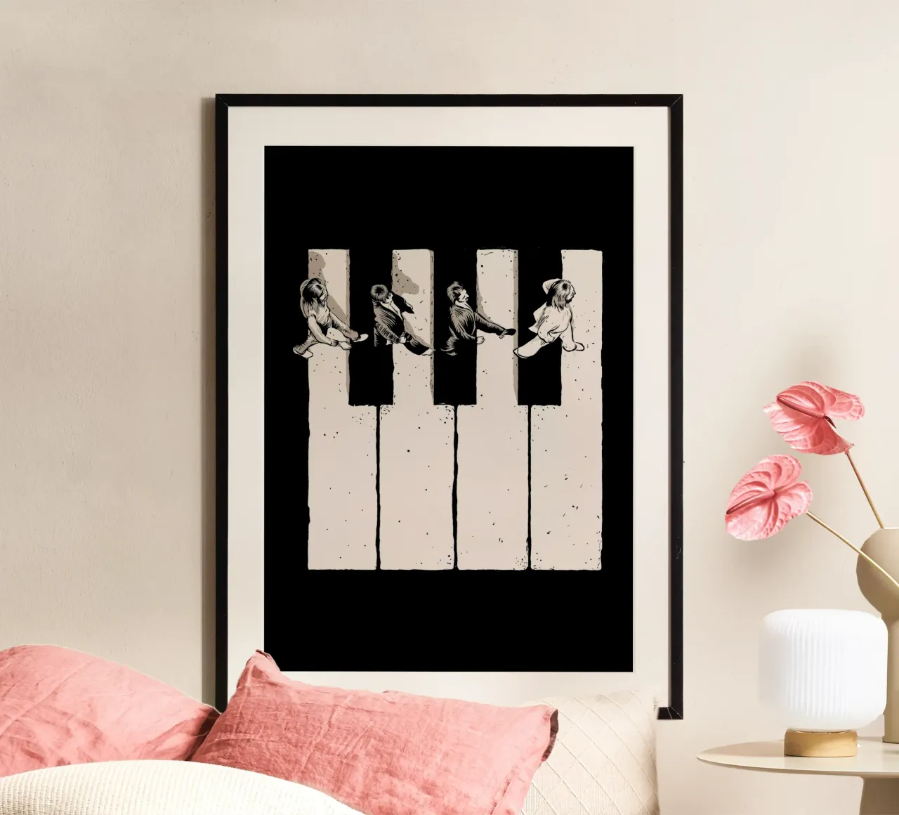 La musica è la via poster con telaio in legno da badaro