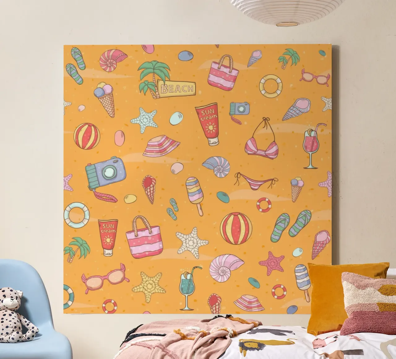 Summer pattern canvas with Floater frame by Unicorn Unlimited