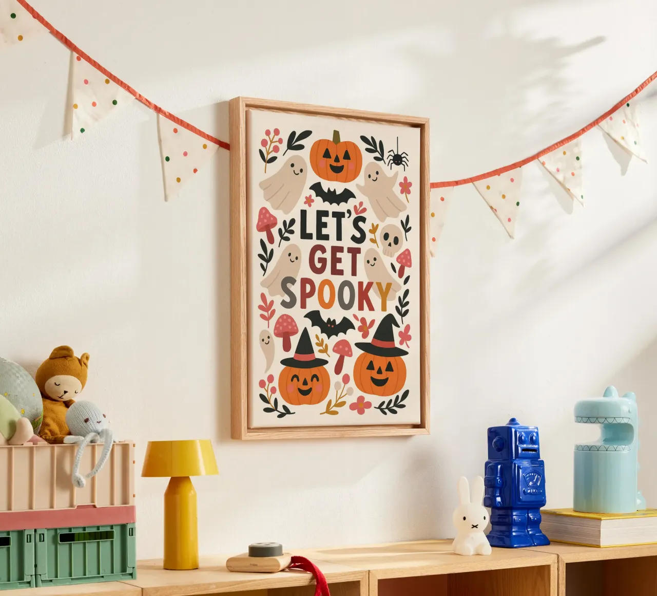 Arte "Let's Get Spooky", simpatica decorazione di Halloween tela con Cornice a cassetta da vintagepod