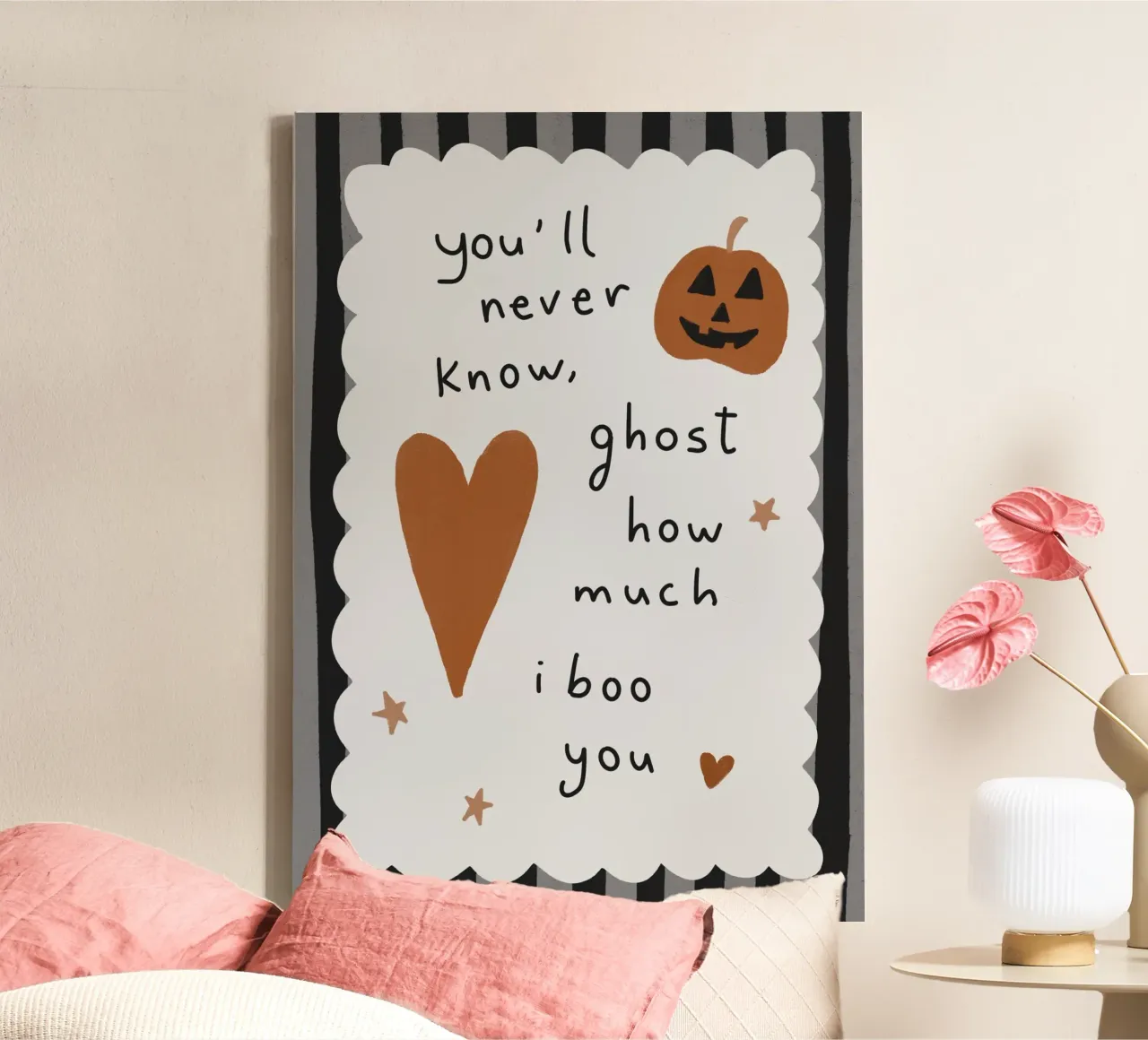 "Ghost How Much I Boo You" Poster, Funny Halloween canvas with Floater frame by vintagepod