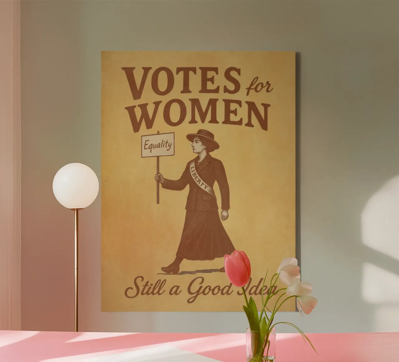Il voto alle donne, ancora una buona idea Arte Suffragista d'epoca tela con Cornice a cassetta da Hecate Pim Designs