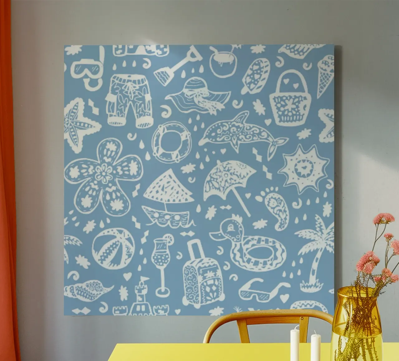 Summer pattern canvas with Floater frame by Unicorn Unlimited