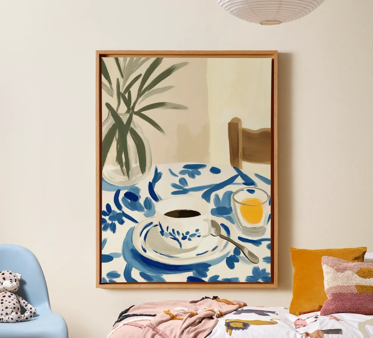Morgen-Kaffee in der Provence | Die Schönheit des Einfachen Leinwand mit Schattenfugenrahmen von Autofocus