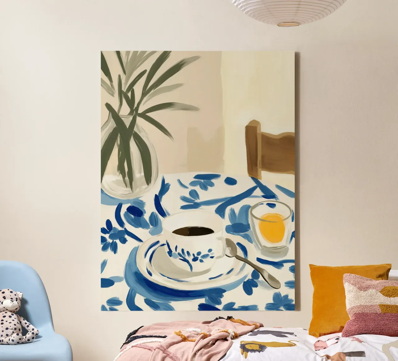 Morgen-Kaffee in der Provence | Die Schönheit des Einfachen Leinwand mit Schattenfugenrahmen von Autofocus