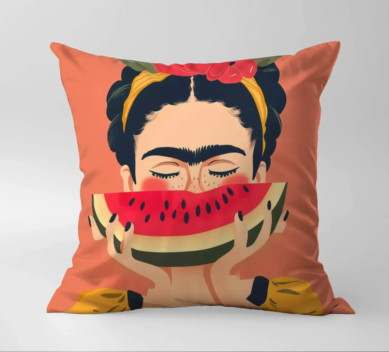 Frida con anguria pop art cuscino da Autofocus