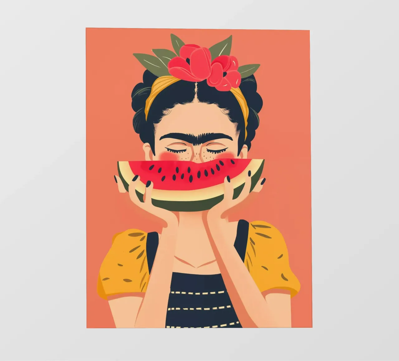 Frida con anguria pop art telo in pvc da Autofocus