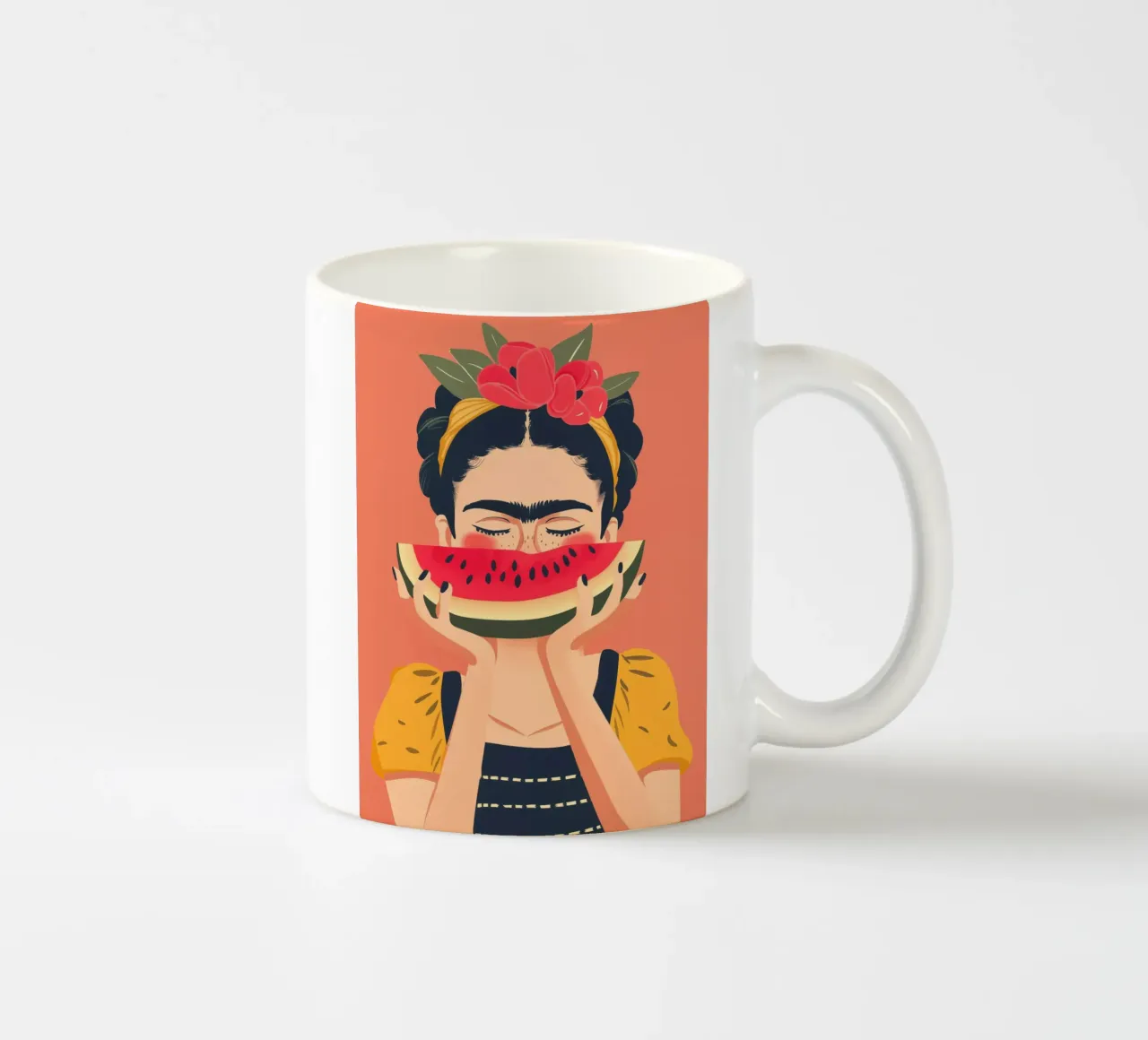 Frida con anguria pop art tazza in ceramica da Autofocus