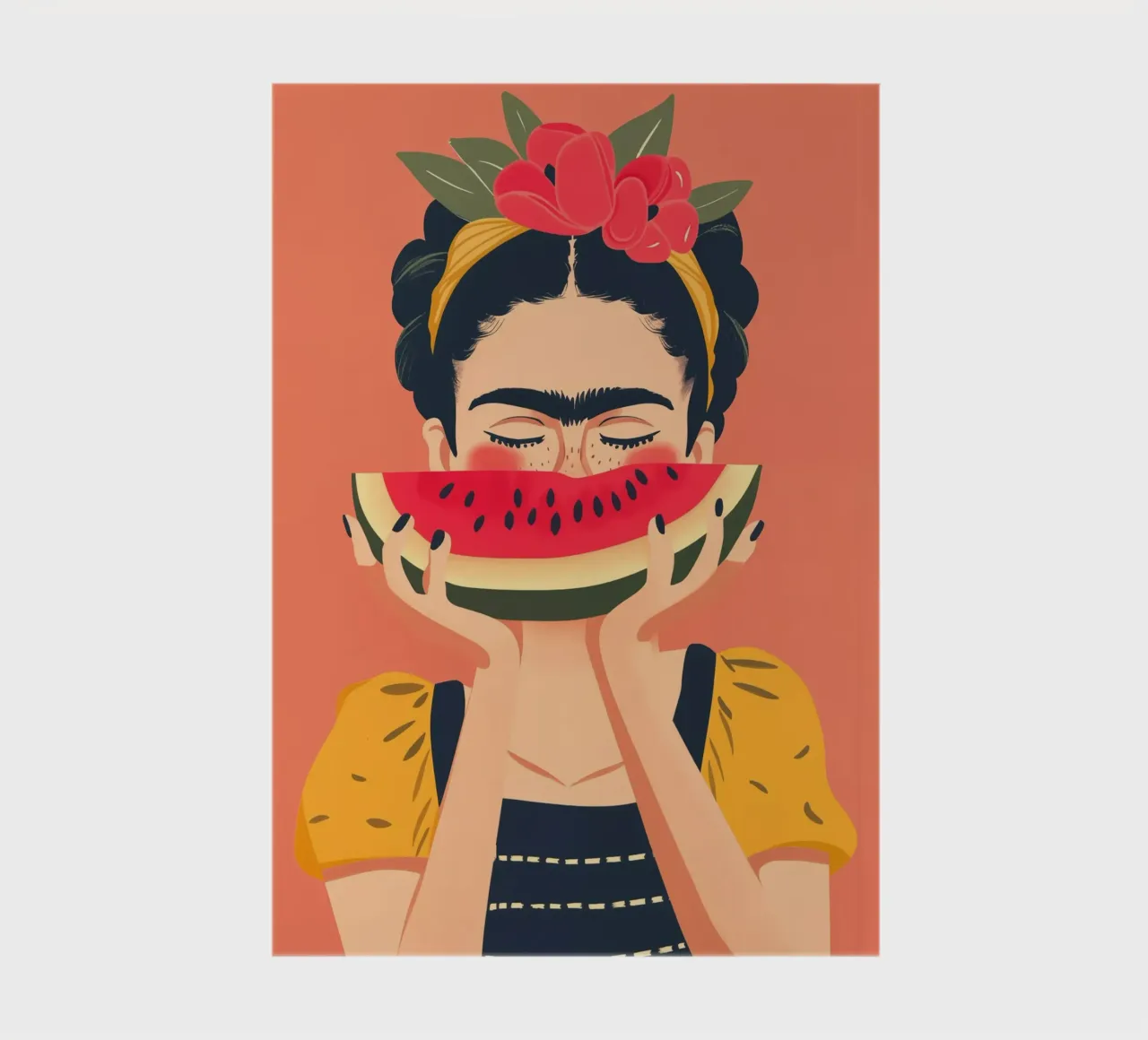 Frida Kahlo with watermelon | Pop Art joie de vivre notebook by Autofocus