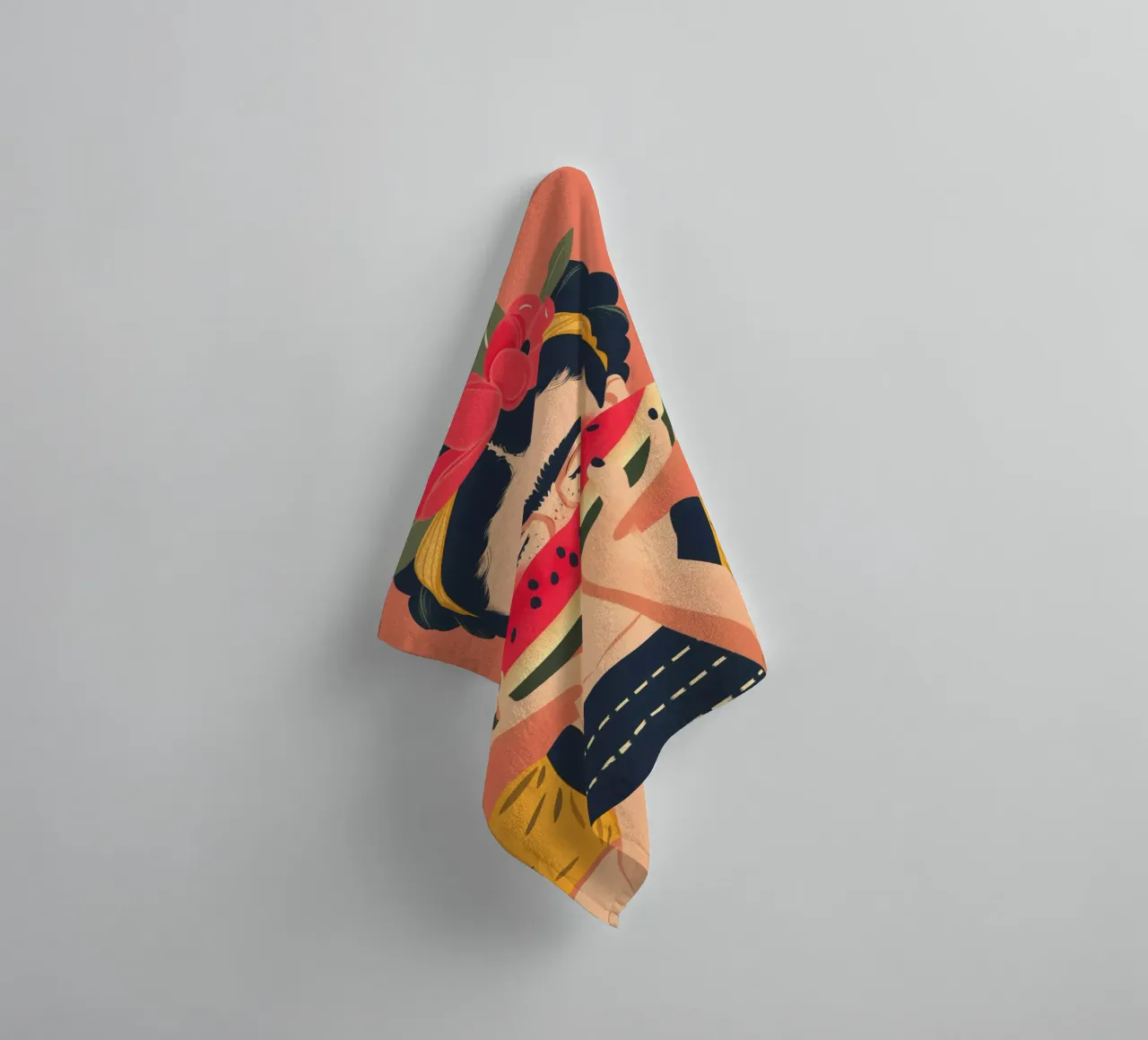 Frida Kahlo with watermelon | Pop Art joie de vivre towel by Autofocus