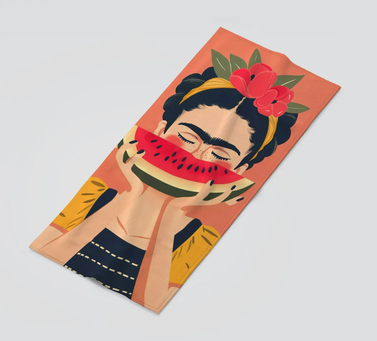 Frida con anguria pop art telo mare da Autofocus