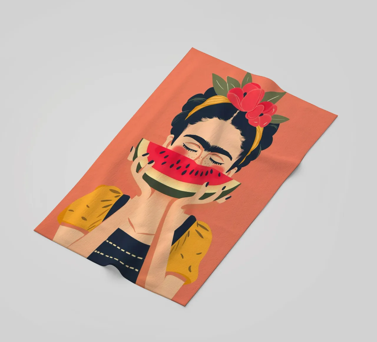 Frida con anguria pop art telo mare da Autofocus