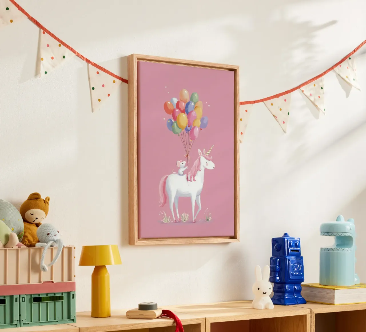 Mouse & Unicorn Adventure tela con Cornice a cassetta da Kiara