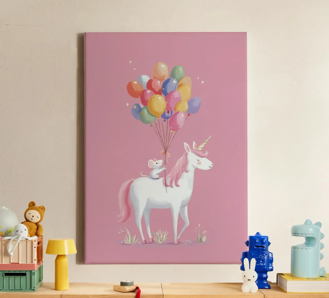 Mouse & Unicorn Adventure tela con Cornice a cassetta da Kiara