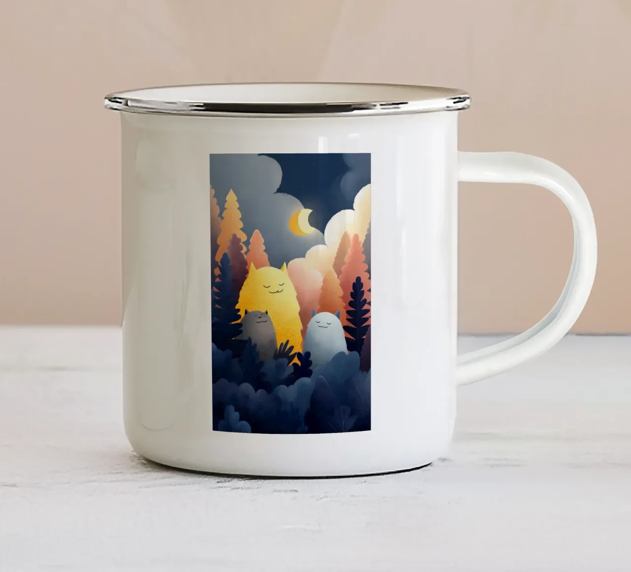 Sleepy Forest Friends tazza in smalto da Kiara