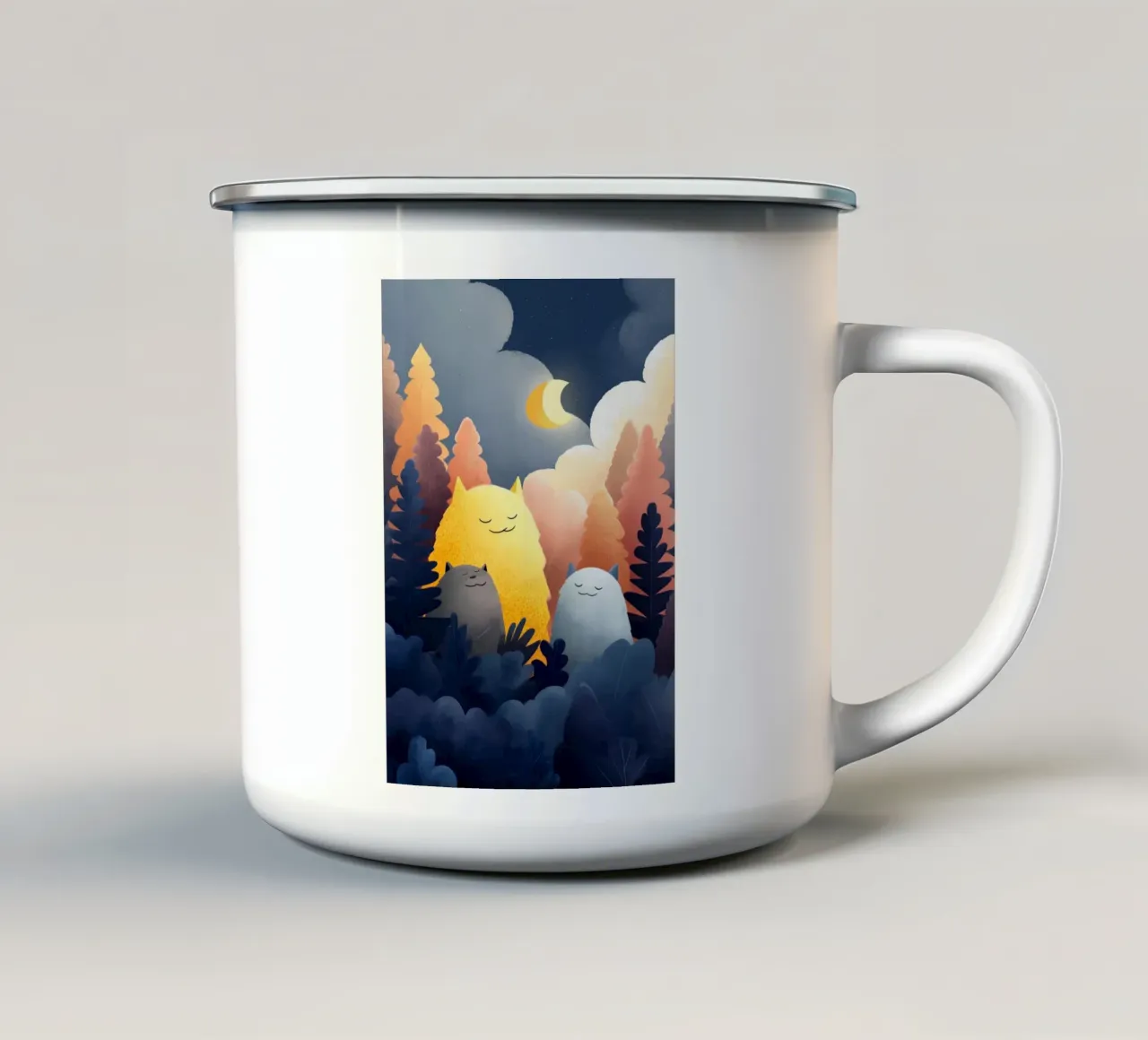 Sleepy Forest Friends tazza in smalto da Kiara