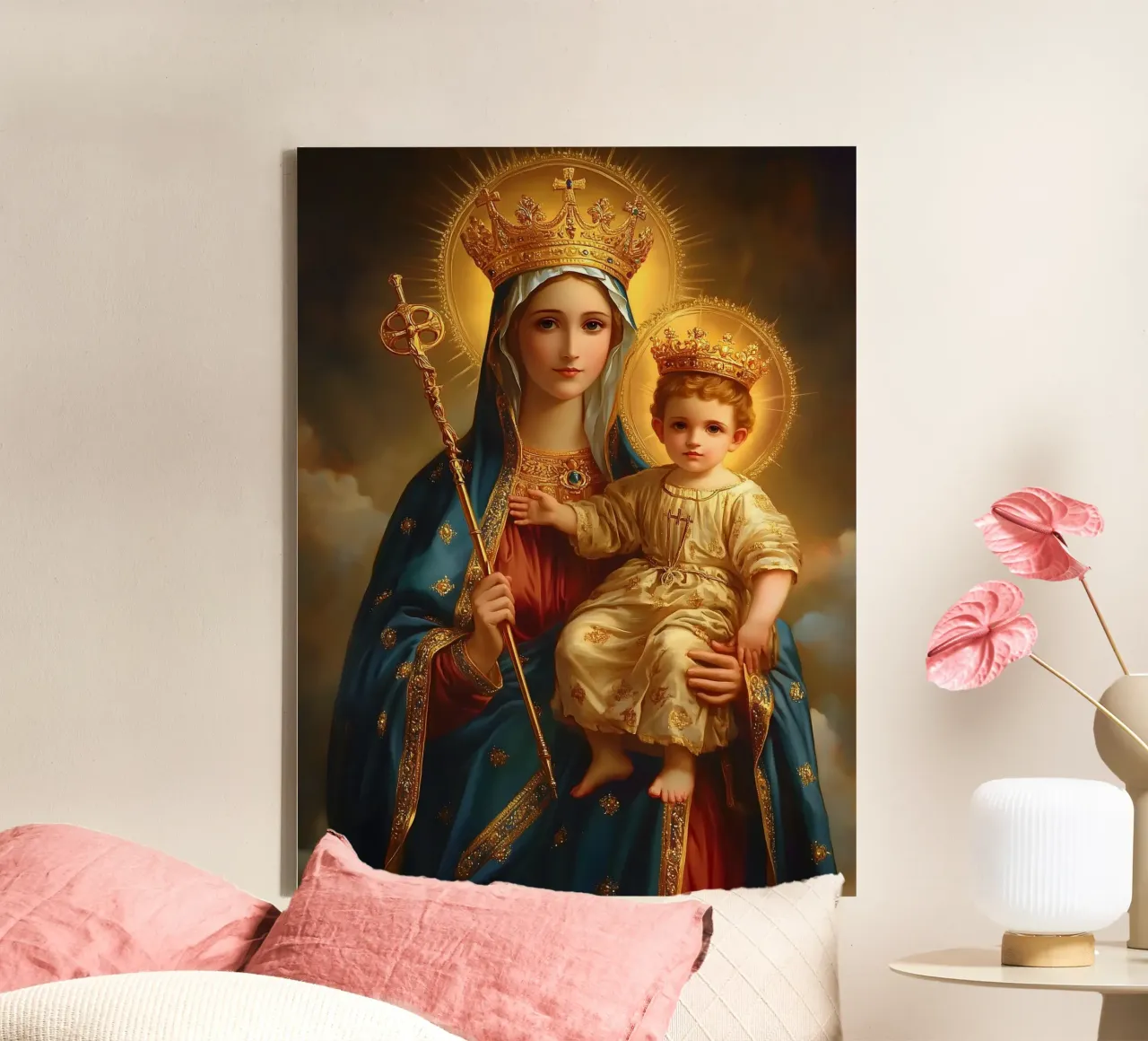 Maagd Maria canvas met Baklijst van Stellar Creative