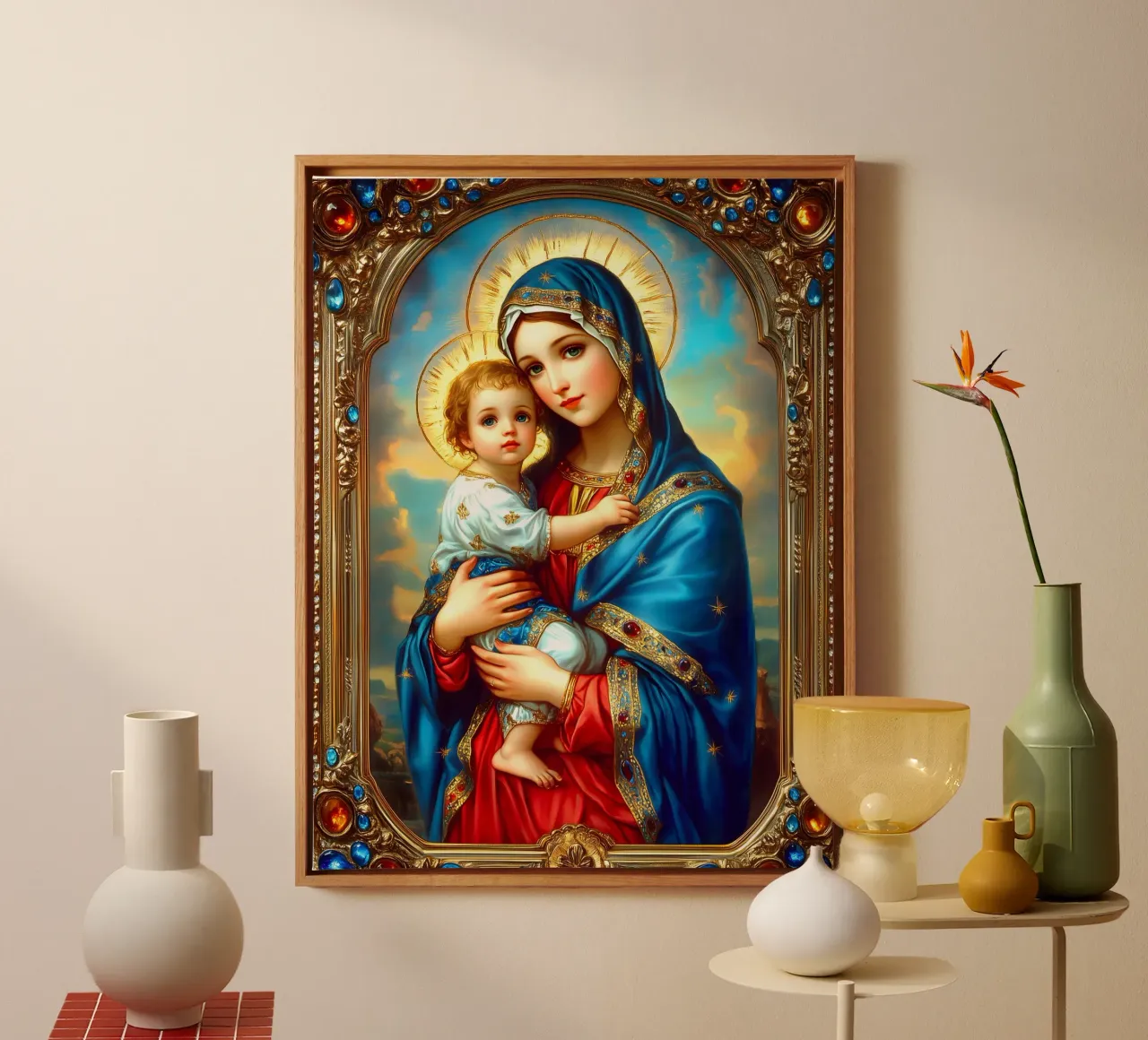 Vergine Maria tela con Cornice a cassetta da Stellar Creative