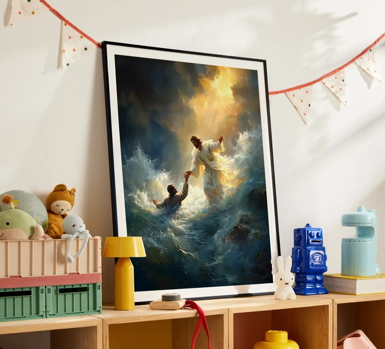 Gesù Cristo poster con telaio in alluminio da Stellar Creative