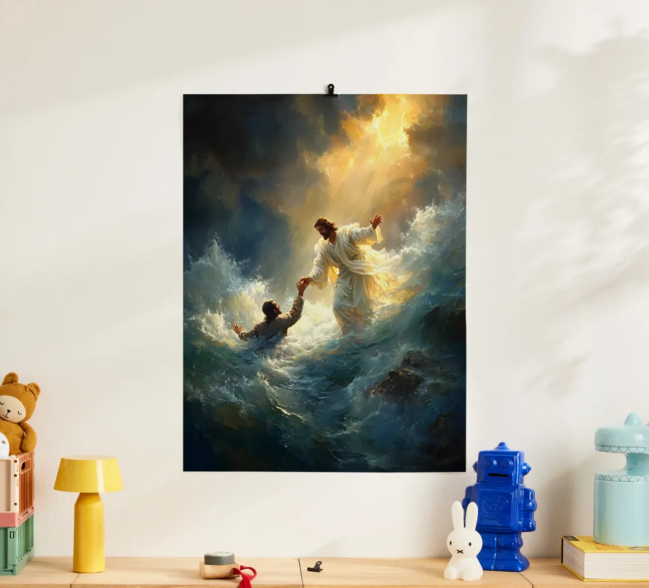 Gesù Cristo poster con telaio in alluminio da Stellar Creative