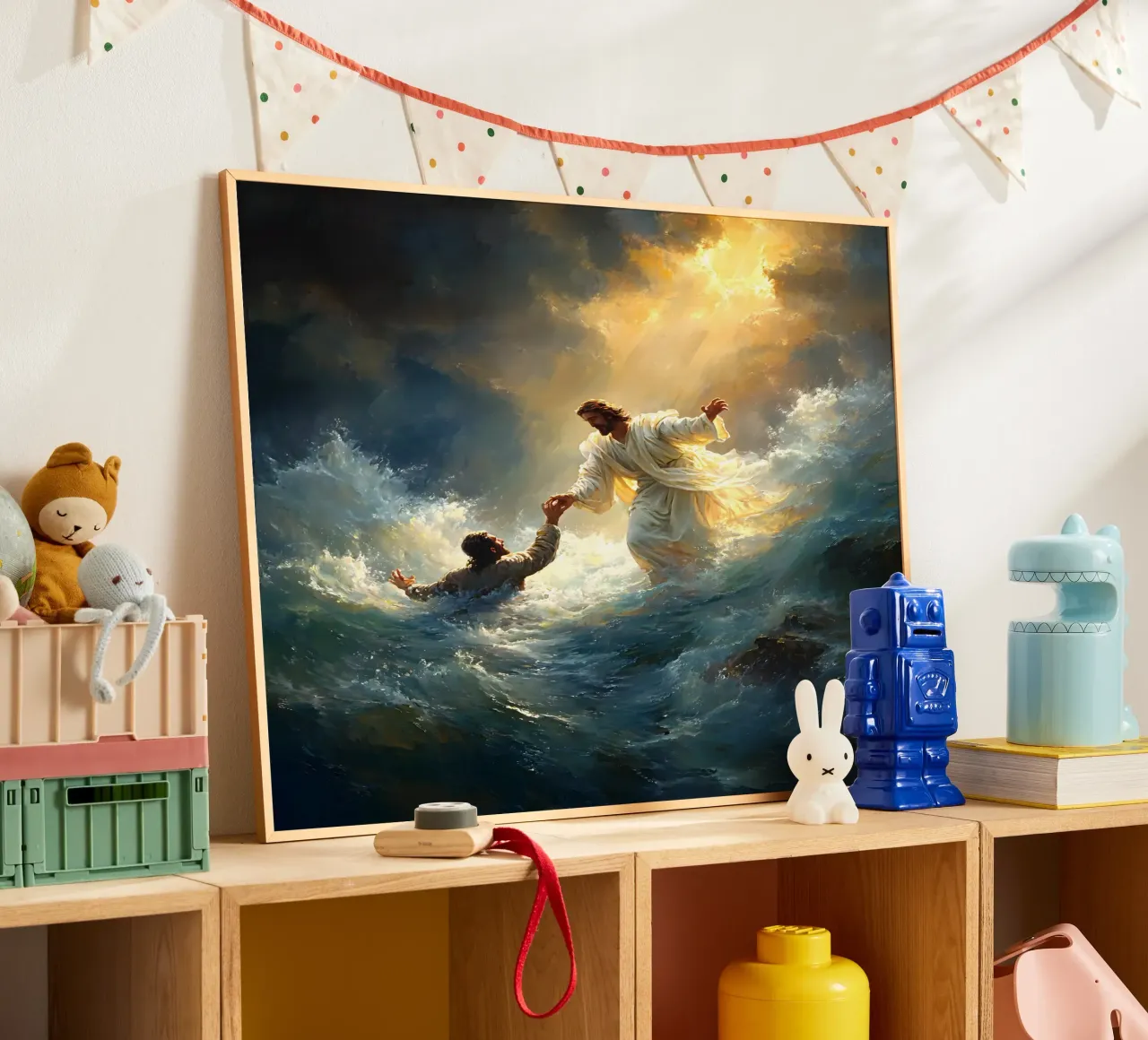 Gesù Cristo poster con telaio in alluminio da Stellar Creative
