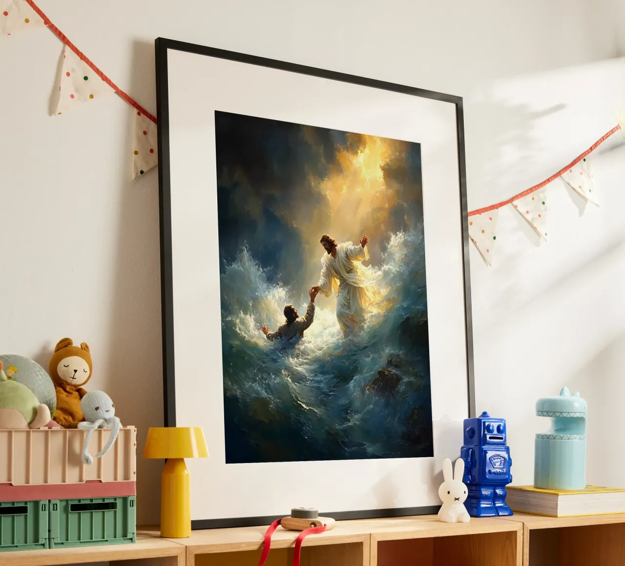 Gesù Cristo poster con telaio in alluminio da Stellar Creative
