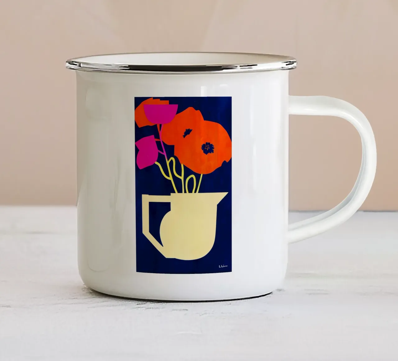 Bright And Sunny Poppies tazza in smalto da Bo Anderson