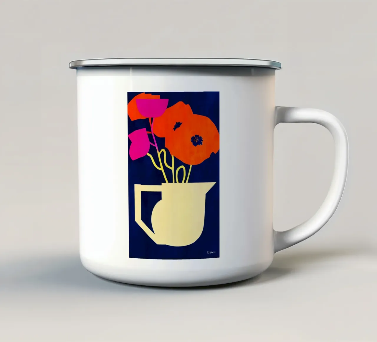Bright And Sunny Poppies tazza in smalto da Bo Anderson