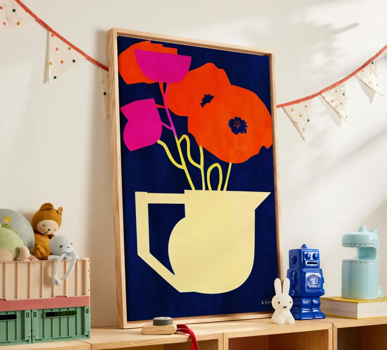Bright And Sunny Poppies tela con Cornice a cassetta da Bo Anderson