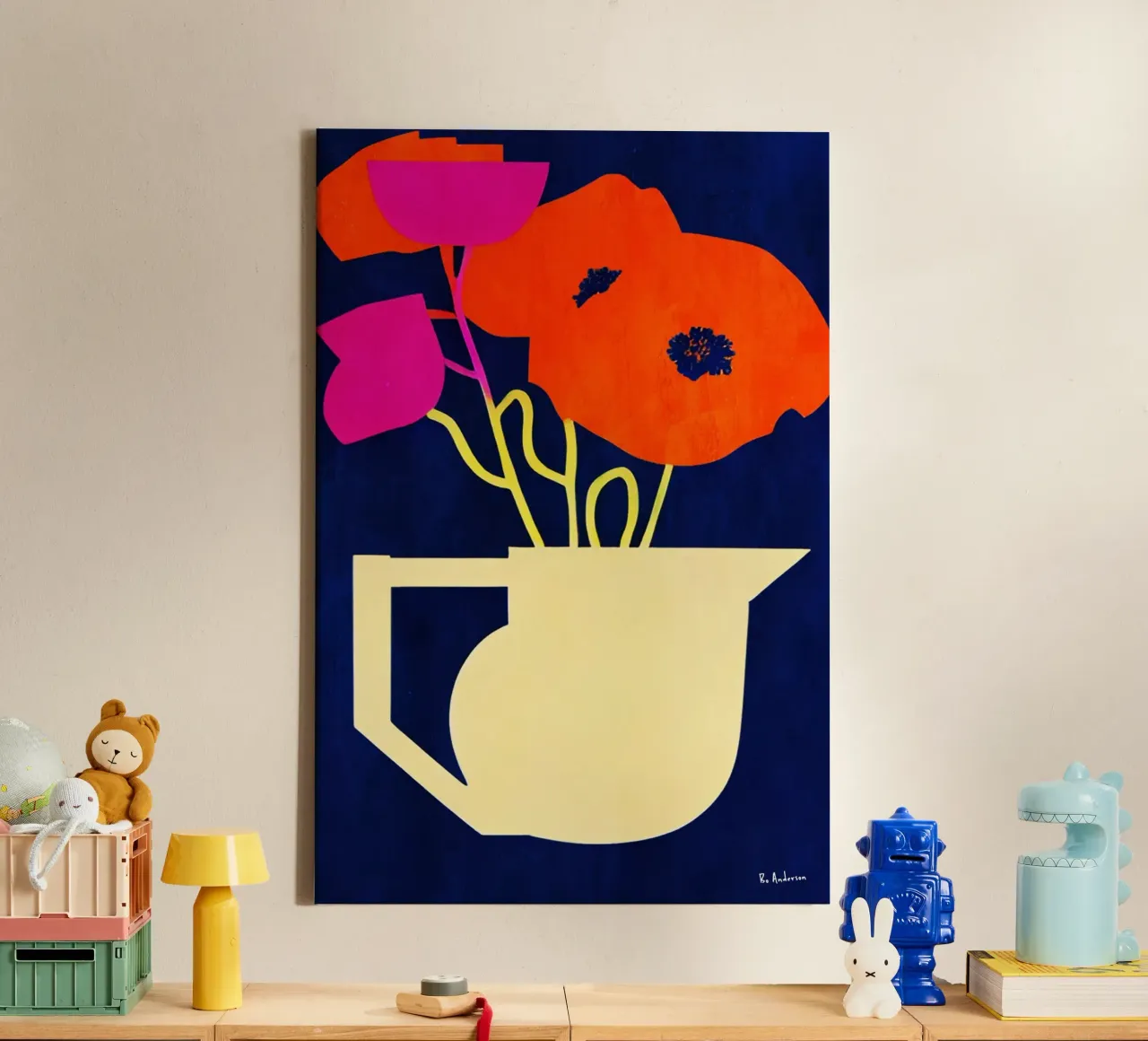 Bright And Sunny Poppies tela con Cornice a cassetta da Bo Anderson
