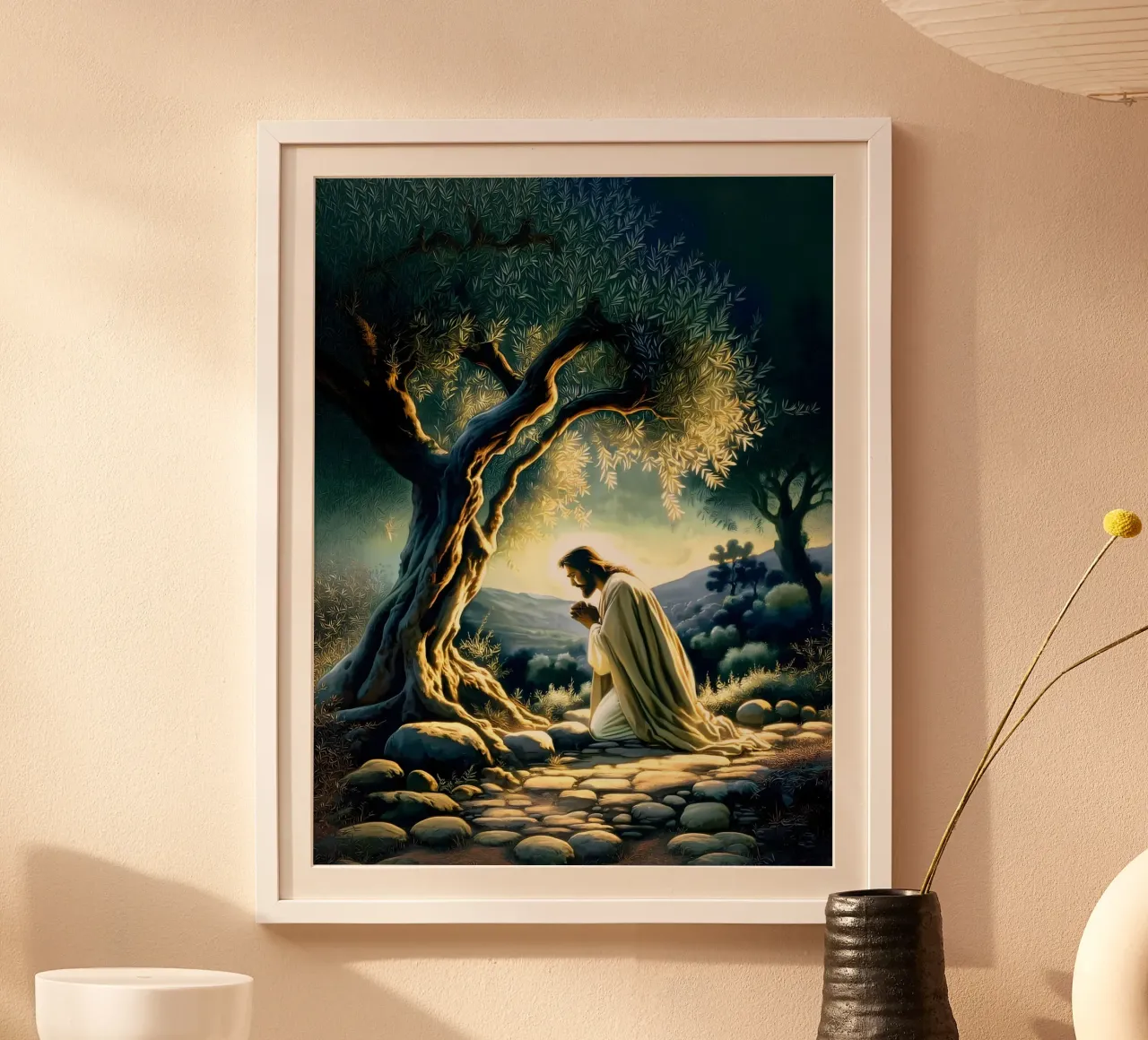 Gesù Cristo poster con telaio in legno da Stellar Creative