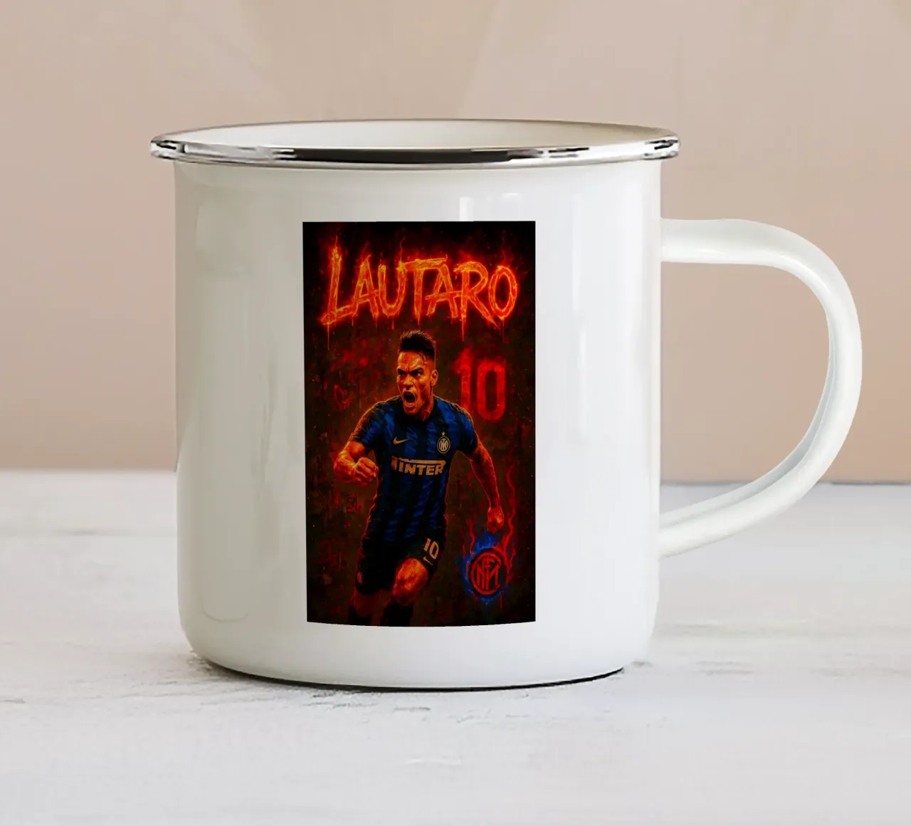 Lautaro Martinez tazza in smalto da Cyberpunk Canvas